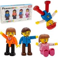PicassoTiles Magnetic 4 Family Action Figures Toddler Toy Magnet Expansion Pack Educational Add-on STEM Learning Kit Toys Pretend Playset for Construction Building Block Tiles Child Brain Development