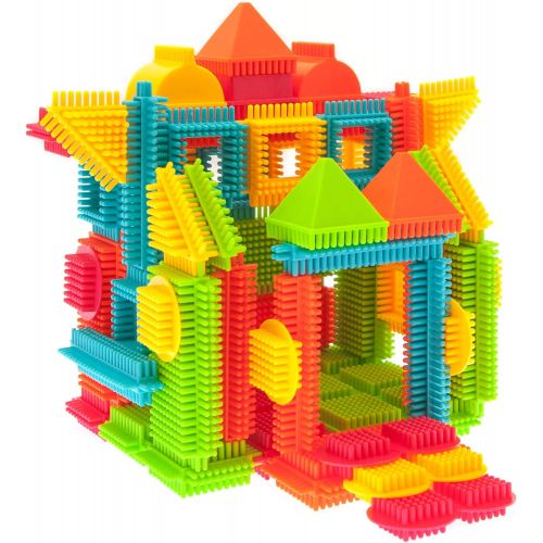  PicassoTiles PTB120 120pcs Bristle Shape 3D Building Blocks Tiles Construction Toy Set Learning Playset STEM Toy Set Educational Kit Child Branin Development Preschool Kindergarten