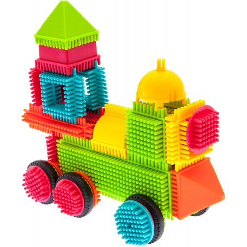  PicassoTiles PTB120 120pcs Bristle Shape 3D Building Blocks Tiles Construction Toy Set Learning Playset STEM Toy Set Educational Kit Child Branin Development Preschool Kindergarten