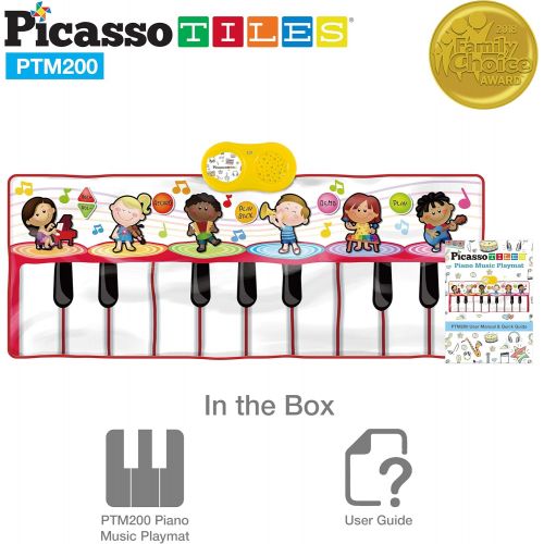  [아마존베스트]PicassoTiles PTM200 Portable Large Piano Keyboard Educational Musical Playmat w/ 17-Key, 6 Musical Instruments, 7 Demo Songs, Built-in Speaker, Record & Playback for Toddlers and K