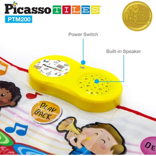  [아마존베스트]PicassoTiles PTM200 Portable Large Piano Keyboard Educational Musical Playmat w/ 17-Key, 6 Musical Instruments, 7 Demo Songs, Built-in Speaker, Record & Playback for Toddlers and K