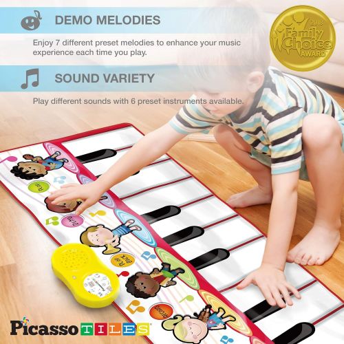  [아마존베스트]PicassoTiles PTM200 Portable Large Piano Keyboard Educational Musical Playmat w/ 17-Key, 6 Musical Instruments, 7 Demo Songs, Built-in Speaker, Record & Playback for Toddlers and K