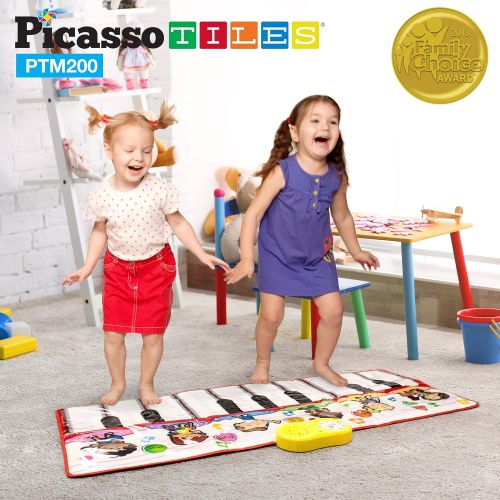  [아마존베스트]PicassoTiles PTM200 Portable Large Piano Keyboard Educational Musical Playmat w/ 17-Key, 6 Musical Instruments, 7 Demo Songs, Built-in Speaker, Record & Playback for Toddlers and K