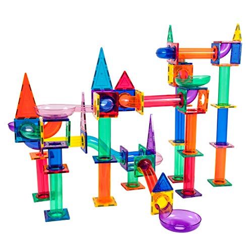  [아마존베스트]PicassoTiles Marble Run 150-Piece Magnetic Tile Race Track Toy Play Set STEM Building & Learning Educational Magnet Construction Kit Child Brain Development Toys Boys Girls Age 3 4