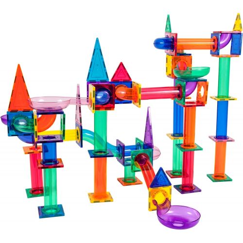  [아마존베스트]PicassoTiles Marble Run 150-Piece Magnetic Tile Race Track Toy Play Set STEM Building & Learning Educational Magnet Construction Kit Child Brain Development Toys Boys Girls Age 3 4