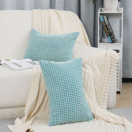  Unique Bargains Home Sofa Cushion Cover Corduroy Striped Decorative Throw Pillow Case Set