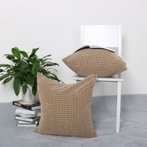  Unique Bargains Home Sofa Cushion Cover Corduroy Striped Decorative Throw Pillow Case Set