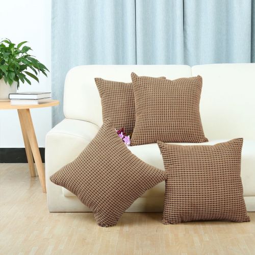  Unique Bargains Home Sofa Cushion Cover Corduroy Striped Decorative Throw Pillow Case Set