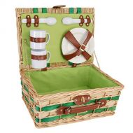 Picinic & Beyond Premium Willow Picnic Basket with Service for 2 - Green