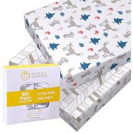 Pack n Play Sheets with Fox Pattern - 100% Organic Cotton Pack n Play Fitted Sheet - Premium Mini Pack and Play Sheets - Pickle & Pumpkin Sheet Compatible as Graco Pack n Play Sheet & Mini Crib Sheets