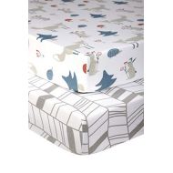 [아마존베스트]Pickle & Pumpkin Pack n Play Sheet | 2 Pack Mini Crib Sheet in 100% Organic Jersey Cotton | Ideal as Pack n Play Mattress, Playpen, Portable Crib or Playard Sheets | Chevron & Fox