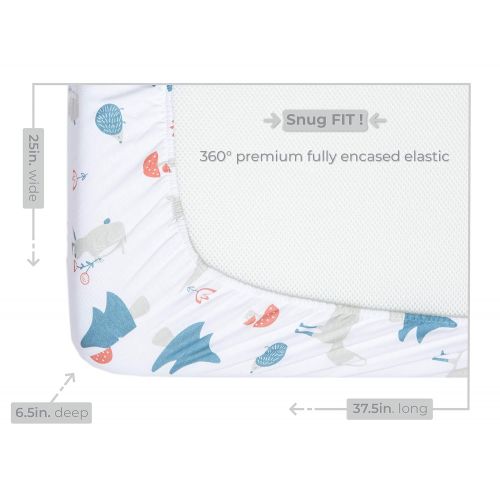  [아마존베스트]Pickle & Pumpkin Pack n Play Sheet | 2 Pack Mini Crib Sheet in 100% Organic Jersey Cotton | Ideal as Pack n Play Mattress, Playpen, Portable Crib or Playard Sheets | Chevron & Fox