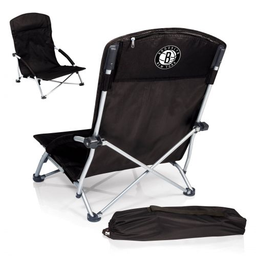  Picnic Time Brooklyn Nets Black Polyester and Metal Tranquility Portable Beach Chair by Oniva