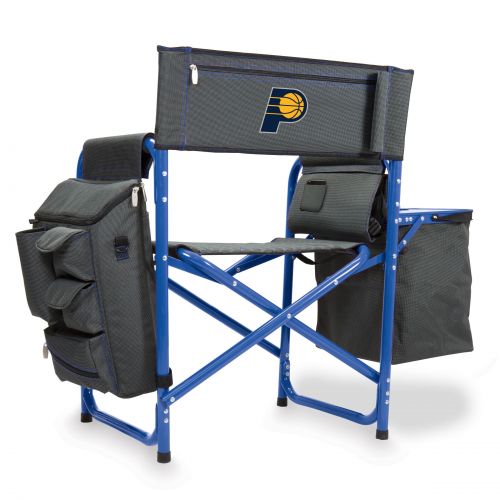  Picnic Time Fusion Chair Grey, Blue Aluminum, Polyester, Rubber Indiana Pacers Portable Outdoor Chair by Oniva