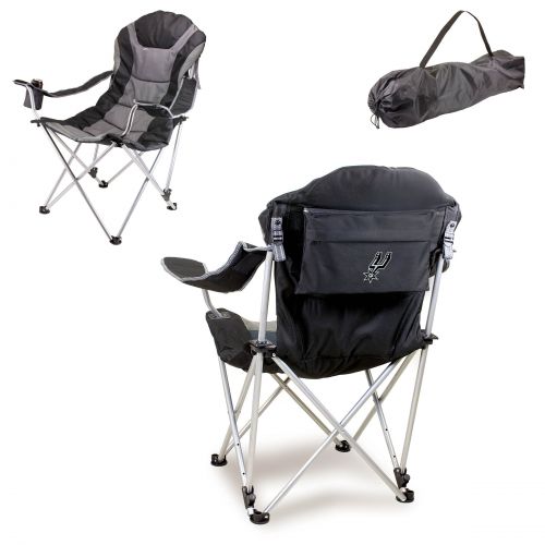  Picnic Time San Antonio Spurs Black Polyester Canvas Reclining Camp Chair by Oniva