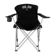 Picnic Mings Mark 36029 Foldable Reclining Camp Chair - Black w/ Checkered Flag