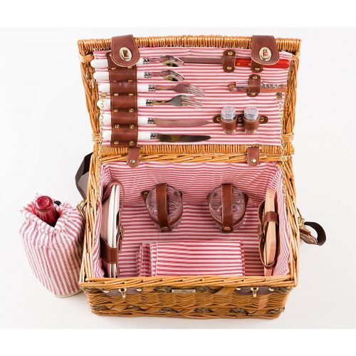  Picnic & Beyond Tan Colored Willow and Seagrass Picnic Basket