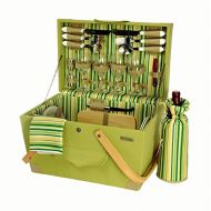 Picnic & Beyond Wooden Picnic Box w Insulated Wine Bottle Bag