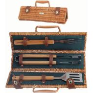 Picnic & Beyond Set of Three BBQ Tools in Triangular Willow Carrying Case