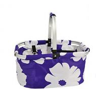 Picnic Basket Sets Large Size Lightwight Folding Shopping Basket Folding Basket Picnic Basket Aluminum Basket (purple flower)