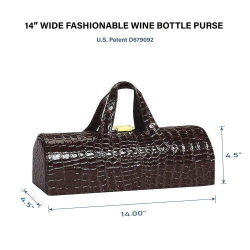  Picnic Plus Carlotta Clutch Wine Purse Bottle Tote Black Croc