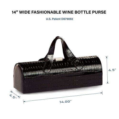  Picnic Plus Carlotta Clutch Wine Purse Bottle Tote Black Croc