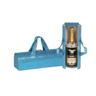 Picnic Plus Carlotta Clutch Wine Bottle Tote 1 Bottle Carrier - Glitter Turquoise