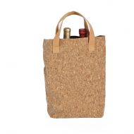 Picnic Plus Genuine Cork Tote Double Bottle Bag Wine Bag Spirit Bag Beverage Bag, 8w x 4d x 14h (Cork)