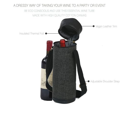  Picnic Plus Insulated Wine Bottle Carrier Wine Tube (Wine Glasses)