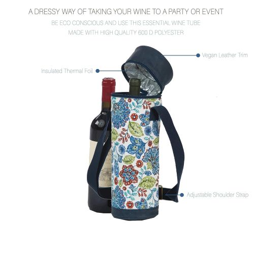  Picnic Plus Insulated Wine Bottle Carrier Wine Tube (Wine Glasses)