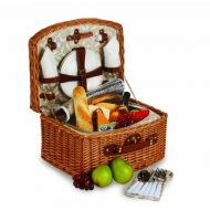 Picnic Plus Willow Picnic Basket With Insulated Cooler, All-in-One Portable Picnic Basket for 2, With Two Wine Glasses Two Plates Two Cotton Napkins Two Sets of Utensils One Corksc