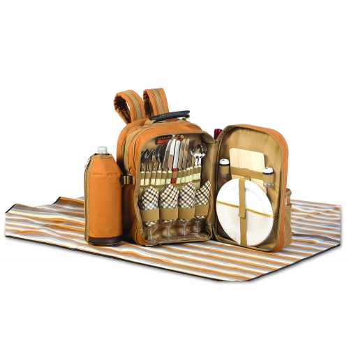  Picnic Plus Oak & Olive Tremont 4 Person Picnic Backpack