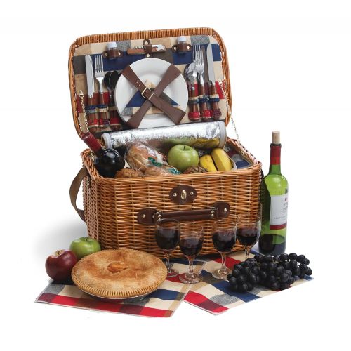  Picnic Plus Rustica 4 Person Picnic Basket - Complete set with insulated cooler