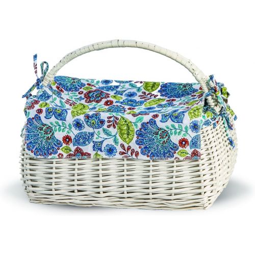  Picnic Plus Napa Basket for Wine Cheese and Picnics, 14 l x 8 1/2 d x 10 1/2 h (Blue Peacock)