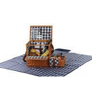 Picnic Plus  Picnic plus Saratoga Two Person Picnic Basket Set With Blanket Insulated Cooler (14 Pcs Included)