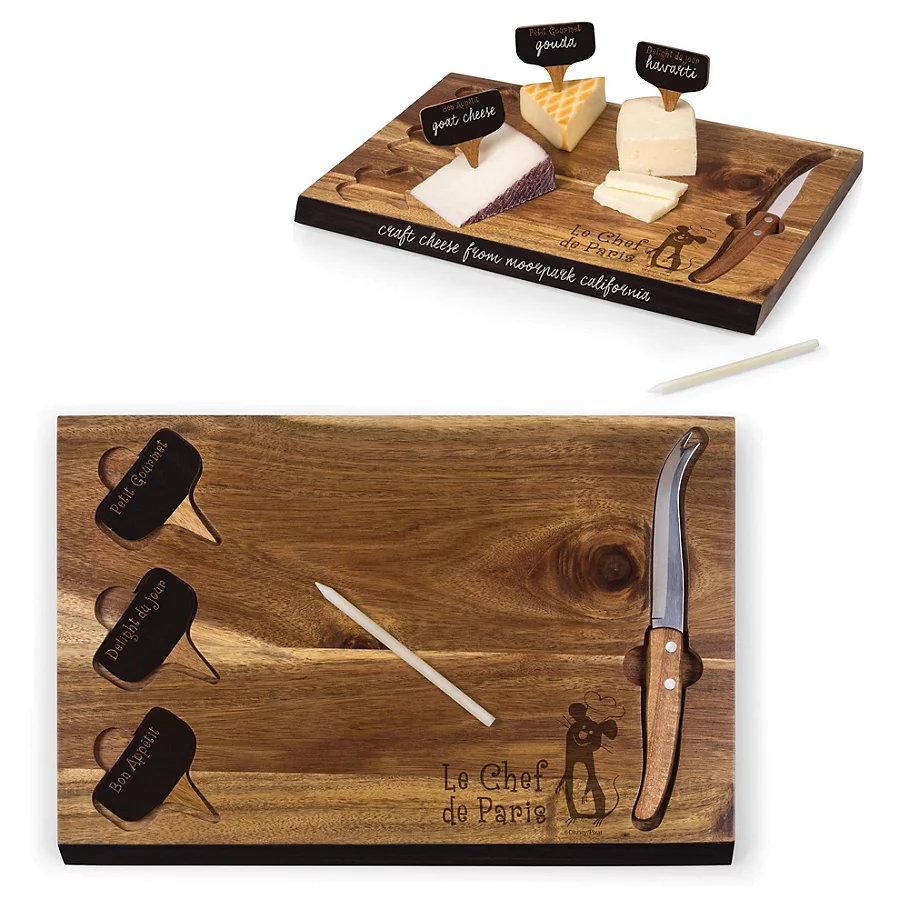 Picnic Time Disney Ratatouille Delio Acacia Cheese Board & Tools Set