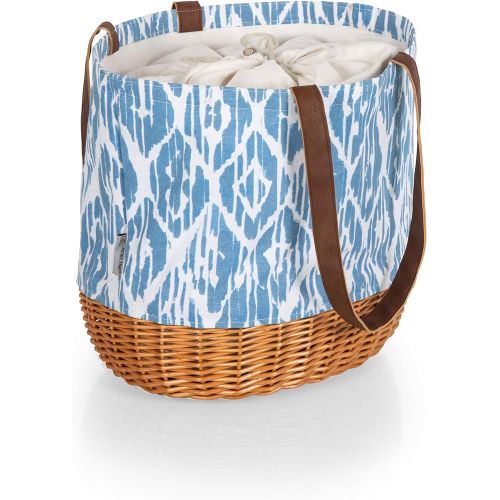  Picnic Time - A Picnic Time Brand 203-00-151-000-0 Coronado Canvas and Willow Tote Picnic Baskets, Moroccan Watercolor Pattern