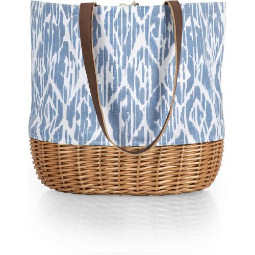  Picnic Time - A Picnic Time Brand 203-00-151-000-0 Coronado Canvas and Willow Tote Picnic Baskets, Moroccan Watercolor Pattern