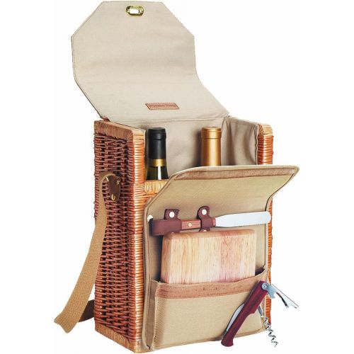  Picnic Time Corsica Insulated Wine Basket with Wine and Cheese Accessories