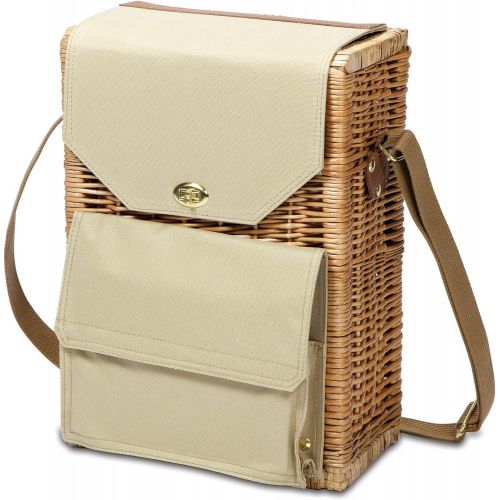  Picnic Time Corsica Insulated Wine Basket with Wine and Cheese Accessories