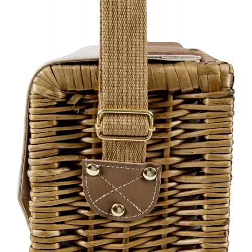  Picnic Time Corsica Insulated Wine Basket with Wine and Cheese Accessories