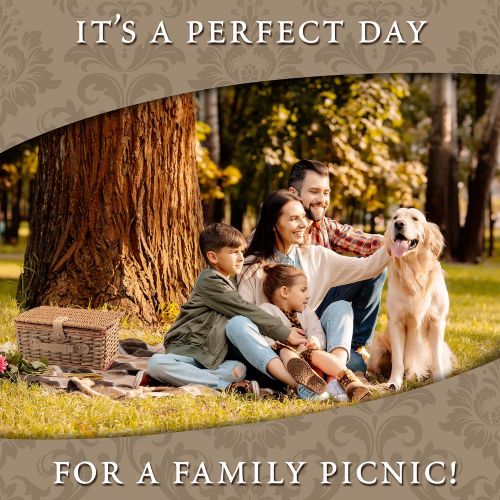  Picnic Traditions Wicker Picnic Basket Set | 2 Person Deluxe Vintage Style Woven Willow Picnic Hamper | Built-in Cooler | Ceramic Plates, Stainless Steel Silverware, Wine Glasses, S/P Shakers, Bottl