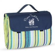 Picnic Traditions Large Picnic Blanket Water Resistant Tote - Great for Picnics, Camping on Grass, at The Beach, Tailgating at Stadiums, Durable Mat has Waterproof PEVA Backing - 6