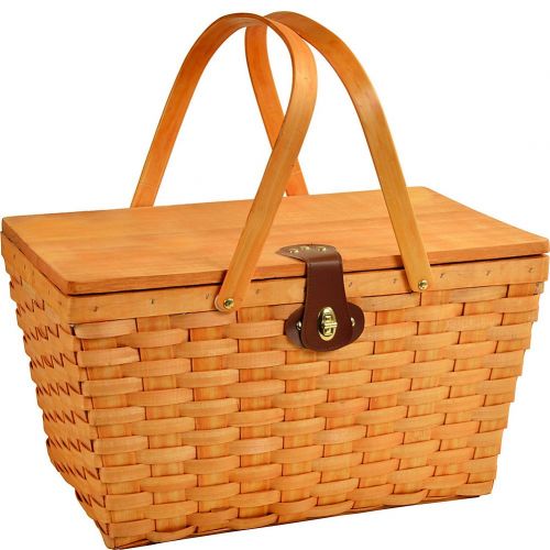  Picnic at Ascot Settler Traditional American Style Picnic Basket with Service for 4 - Green Plaid