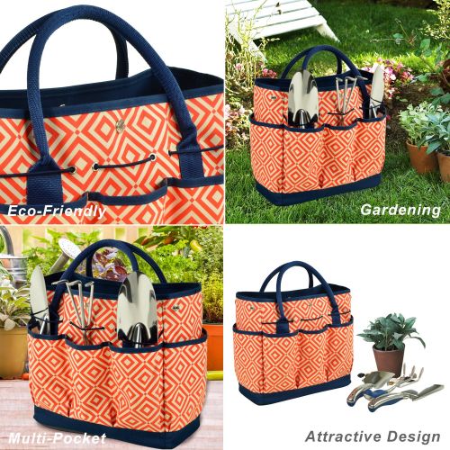  Picnic at Ascot Gardening Tote with 3 Stainless Steel Tools- Designed & Assembled in the USA