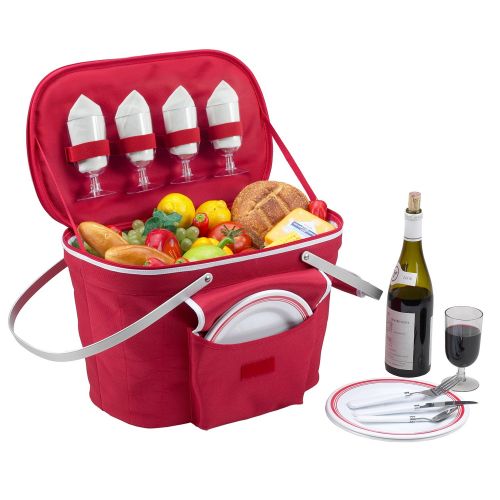  Picnic at Ascot Patented Collapsible Insulated Picnic Basket Equipped with Service For 4- Designed and Assembled in USA