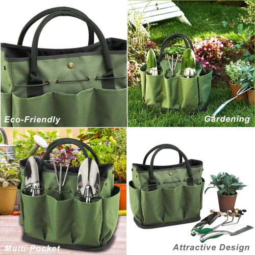  Picnic at Ascot Gardening Tote with 3 Stainless Steel Tools- Designed & Assembled in the USA