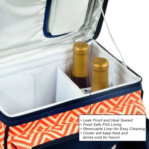  Picnic at Ascot Original Insulated Picnic Cooler with Service for 4 on Wheels-Designed & Assembled in the USA