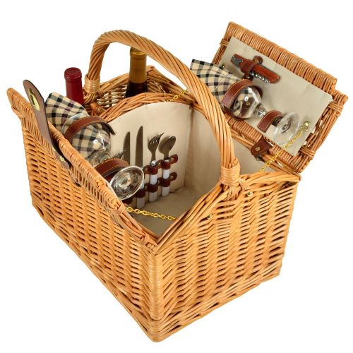  Picnic at Ascot Vineyard Willow Picnic Basket with service for 2 - Gazebo