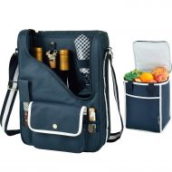 Picnic at Ascot Original Wine and Cheese Tote for 2 with Matching Cooler - Designed & Assembled in California - Navy